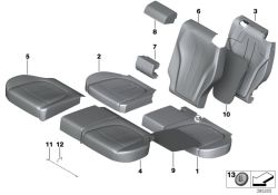 52207480248, 52207445068 Cover for comfort backrest leather right Seats Rear seat BMW X6 E71 52207411652 X5  >395205<, Foder. confort schienale in pelle a dx.