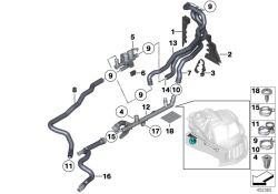 Tube de retour de liquide de refroid. d`origine BMW  (64509170341)