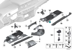 51459311620 Trim footwell front passenger Vehicle trim Instrument carrier  mounting parts BMW Z4 Roadster E85 F16 >458527<, Panel protector reposapiés acompañante