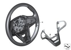 Steering wheel rim leather/wood ash vein schwarz/rot