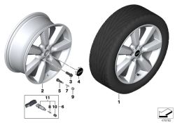 Disc wheel, light alloy, Brightsilver 8Jx19 ET:47