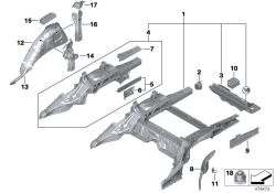 Structure porteuse de plancher de coffre d`origine BMW  (41007431420)