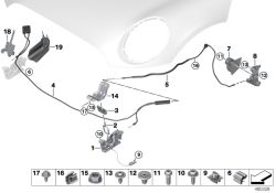 Lever f engine hood mechanism 