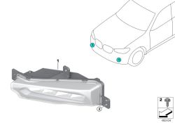Proj. antibrouillard à LED côté droit d`origine BMW  (63177412528)