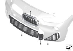 Original BMW Grill, center lower MSP (51118069096)